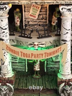Lemax Spooky Town Halloween DEAD FRATERNITY #75171 RARE Works VIDEO Read