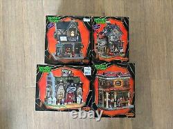 Lemax Spooky Town Instant Village Lot of 4 Lighted Buildings all CIB with bulbs