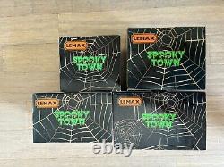 Lemax Spooky Town Instant Village Lot of 4 Lighted Buildings all CIB with bulbs