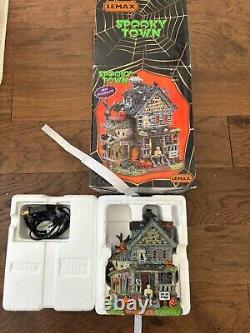 Lemax Spooky Town Instant Village Lot of 4 Lighted Buildings all CIB with bulbs