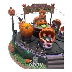 Lemax Spooky Town Pumpkin Tilt-n-Hurl Lights & Animated Read