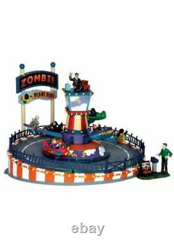 Lemax Spooky Town -Zombie Plane Ride-Animated Holiday Village-Carnival Midway