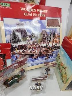 Lemax Village Christmas Collection Figurines Lot of 15. House Dock 99'-01' Etc