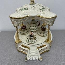 Lenox Holiday Centerpiece Teacup Ride 2003 Cups Rotate And Spin, Plays Music