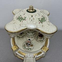 Lenox Holiday Centerpiece Teacup Ride 2003 Cups Rotate And Spin, Plays Music