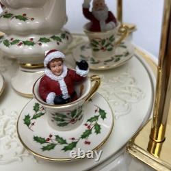 Lenox Holiday Centerpiece Teacup Ride 2003 Cups Rotate And Spin, Plays Music