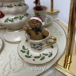 Lenox Holiday Centerpiece Teacup Ride 2003 Cups Rotate And Spin, Plays Music