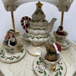 Lenox Holiday Centerpiece Teacup Ride 2003 Cups Rotate And Spin, Plays Music