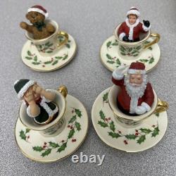 Lenox Holiday Centerpiece Teacup Ride 2003 Cups Rotate And Spin, Plays Music