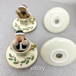Lenox Holiday Centerpiece Teacup Ride 2003 Cups Rotate And Spin, Plays Music