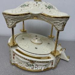 Lenox Holiday Centerpiece Teacup Ride 2003 Cups Rotate And Spin, Plays Music