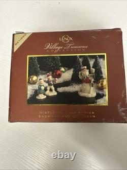 Lenox Mistletoe Park SNOWMAN AND CHILDREN 2005, Retired, Boxed, Village Treasure