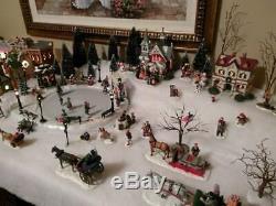 Lighted Christmas Village Animated Skating Pond 11 houses, 200 figures, more