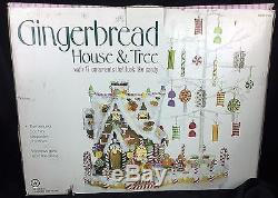 Lighted Gingerbread House & Tree Christmas Village Building Candy Ornaments LG