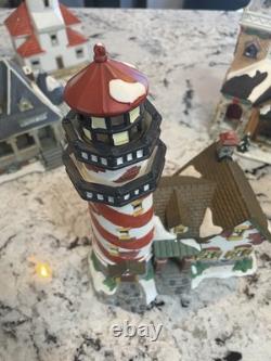 Lot 10 Piece Christmas Village Display 6 Lights Included Some Damage Starter