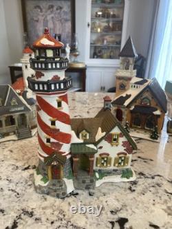 Lot 10 Piece Christmas Village Display 6 Lights Included Some Damage Starter