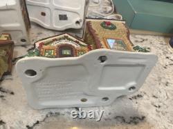 Lot 10 Piece Christmas Village Display 6 Lights Included Some Damage Starter