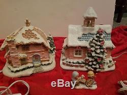 Lot Of 7 Precious Moments Ceramic Lighted Christmas Village Collection