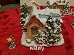 Lot Of 7 Precious Moments Ceramic Lighted Christmas Village Collection