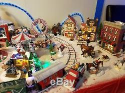 Lot o holiday Carnival Ride Amusement Park Christmas Village over 50 pieces