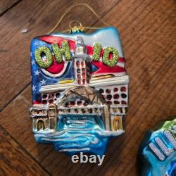Lot of 10 Kurt Adler Noble Gems Cityscape State Glass Ornaments Hand Painted
