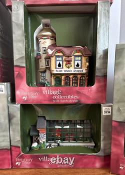 Lot of 7 Holiday Time Vintage Christmas Porcelain Village Collectibles. New