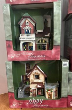 Lot of 7 Holiday Time Vintage Christmas Porcelain Village Collectibles. New