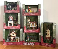Lot of 7 Holiday Time Vintage Christmas Porcelain Village Collectibles. New