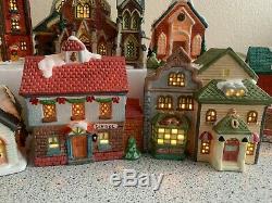 Lot of 9 VTG Christmas Victorian Village Collectible Porcelain Houses WithLights