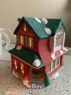 Lot of 9 VTG Christmas Victorian Village Collectible Porcelain Houses WithLights