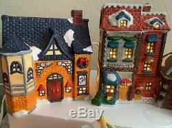 Lot of 9 VTG Christmas Victorian Village Collectible Porcelain Houses WithLights