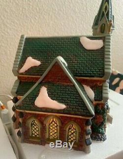 Lot of 9 VTG Christmas Victorian Village Collectible Porcelain Houses WithLights