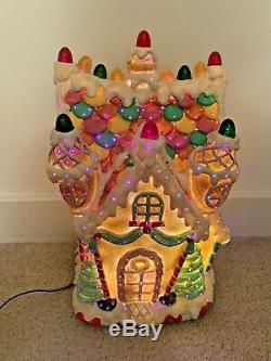 MARK ROBERTS Christmas Village Candy Gingerbread House Fiber Optic Lighted