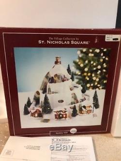 MR CHRISTMAS Animated Holiday Hill Sledding St Nicholas Square Village WORKS! MIB