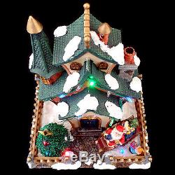 MUSICAL CHRISTMAS COTTAGE with SANTA & ELF / LED LIGHTING / ORIGINAL BOX