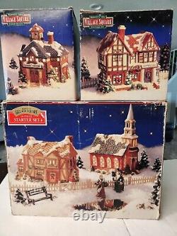 Mervyn's Village Square 18 Piece Starter Set +Cottage Inn & School House VTG 91