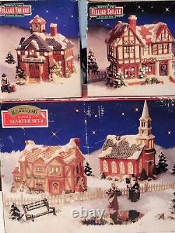 Mervyn's Village Square 18 Piece Starter Set +Cottage Inn & School House VTG 91