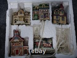 Mervyns 1993 Village Square 5 Piece Miniature House Set w Original Box Christmas