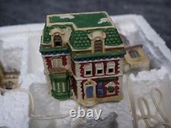 Mervyns 1993 Village Square 5 Piece Miniature House Set w Original Box Christmas