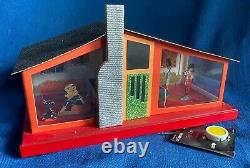 Mid Century Modern Putz House Light Up Halloween Mod Cool Cat at Home NEW