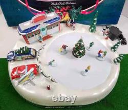 Mr. Christmas Rock N Roll Animated Musical Diner Skating Pond Complete & Works