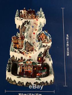 Musical LED Ski Village Tower with Rotating Train, Lights, Plays 8 Christmas Songs