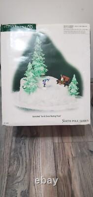 NEW MOTOR UPGRADED Dept 56 Ice & Snow Skating Pond RARE! NORTH POLE VILLAGE