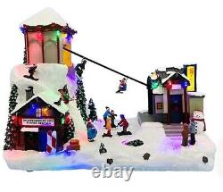 NEW St Nicholas Square Village Ski Blaster Hill Chair Lift Motion Music Lights