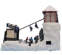 NEW St Nicholas Square Village Ski Blaster Hill Chair Lift Motion Music Lights