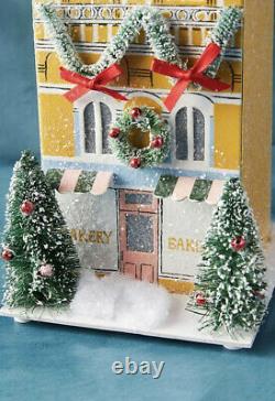 NWT Anthropologie George & Viv Light-Up Holiday Village Bakery Row House Shop