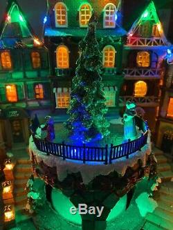 New 15-1/4 Christmas Victorian City Village Animated Tree Lighted Musical Santa