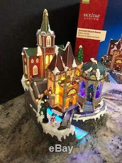 New Christmas Animated Church Lighted Village Fiber Optic Musical Tree 15.6