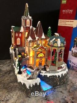 New Christmas Animated Church Lighted Village Fiber Optic Musical Tree 15.6