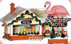 New Dept 56 The Flamingo Motel, 2 Piece Lighted, Original Snow Village #799930